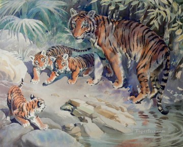 トラと子供たち 3 Oil Paintings